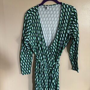 Diane Von Furstenberg for Target Green/Blue Geometric Wrap Dress